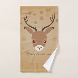 茶色い背景にトナカイイラストレーション バスタオルセット