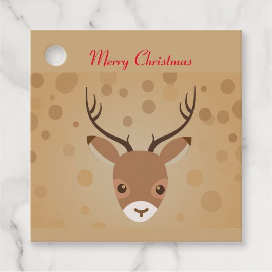 茶色い背景にトナカイイラストレーション フェイバータグ (正面)