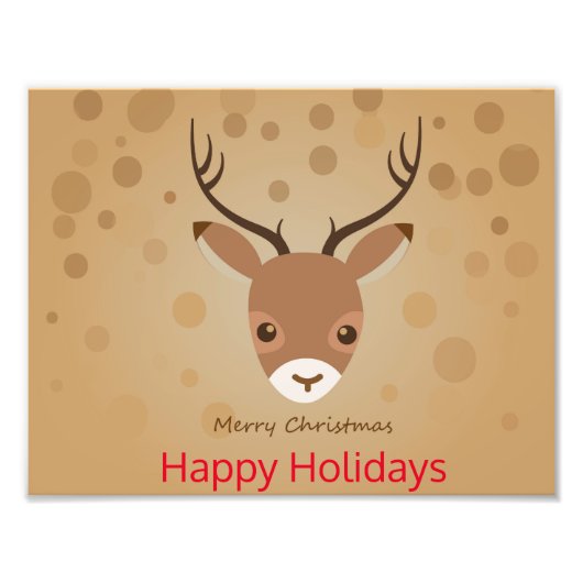 茶色い背景にトナカイイラストレーション フォトプリント            (正面)