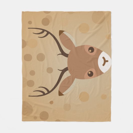 茶色い背景にトナカイイラストレーション フリースブランケット (正面)