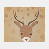 茶色い背景にトナカイイラストレーション フリースブランケット (正面(横))