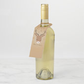 茶色い背景にトナカイイラストレーション ボトルネックタグ (アングル)