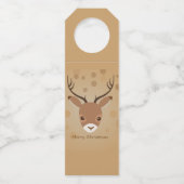 茶色い背景にトナカイイラストレーション ボトルネックタグ (裏面)