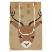 茶色い背景にトナカイイラストレーション ミディアムペーパーバッグ (裏面)