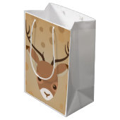 茶色い背景にトナカイイラストレーション ミディアムペーパーバッグ (裏面アングル)
