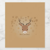 茶色い背景にトナカイイラストレーション ワインラベル (シングルラベル)