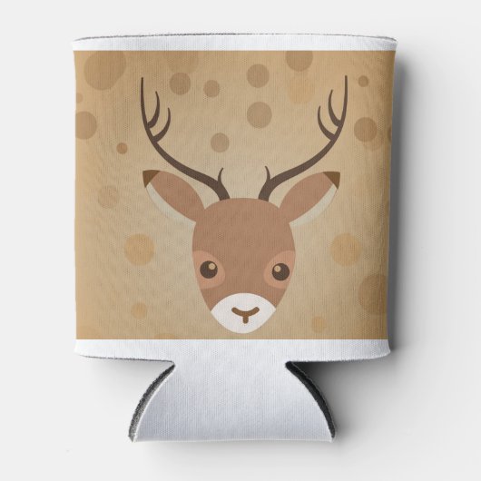 茶色い背景にトナカイイラストレーション 缶クーラー (正面)