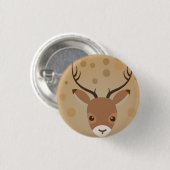 茶色い背景にトナカイイラストレーション 缶バッジ (正面&裏面)