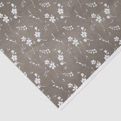 茶色い背景に白い花 薄葉紙 (詳細)