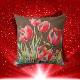 茶色い背景に赤いケシ | アウトドアクッション