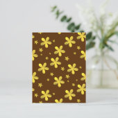 茶色い背景に金色の花 ポストカード (スタンド正面)