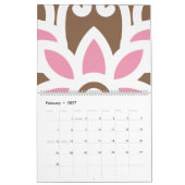 茶色い背景のピンク色の花 カレンダー (2月 2027)