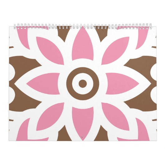 茶色い背景のピンク色の花 カレンダー (カバー)