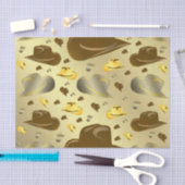 茶色い色の小さなカウボーイのパターン 薄葉紙 (クラフト)