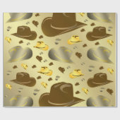 茶色い色合いの小さなカウボーイ帽子のパターン ラッピングペーパー (フラット)