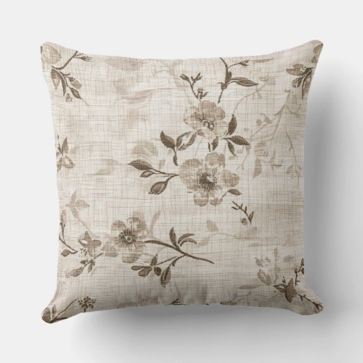 茶色い花柄の枕 クッション (裏面)