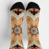 茶色い花柄の靴下 ソックス (上部)