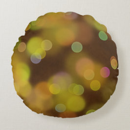 茶色い茶色の金色のクリスマスパターン ラウンドクッション