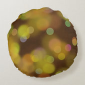 茶色い茶色の金色のクリスマスパターン ラウンドクッション (裏面)