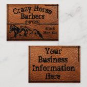 茶色い革の野生の馬を理容師店で 名刺 (正面/裏面)