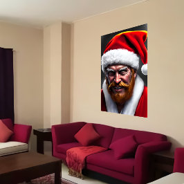 茶色い顎鬚を持つサンタクロース | AIアートポスター ポスター