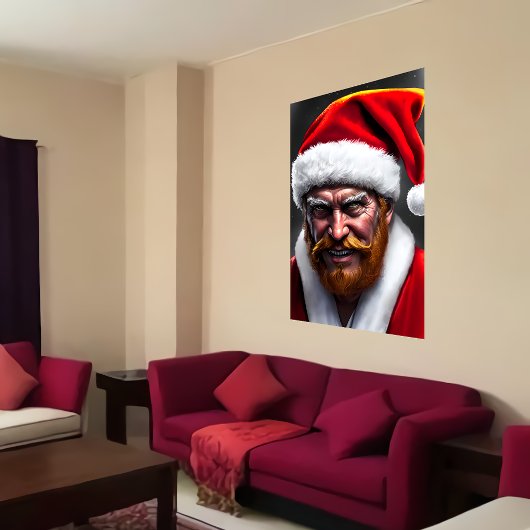 茶色い顎鬚を持つサンタクロース | AIアートポスター ポスター