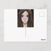 茶色い髪と青い目のかわいいアニメの少女 ポストカード (裏面)