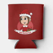 茶色い髪の可愛いクリスマスガール 缶クーラー (正面)
