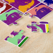 茶色い髪の女の子の黒いインクポップ・アートのの芸術 ジグソーパズル (側面)