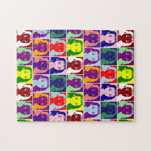 茶色い髪の女の子の黒いインクポップ・アートのの芸術 ジグソーパズル (横)