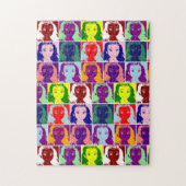 茶色い髪の女の子の黒いインクポップ・アートのの芸術 ジグソーパズル (縦)