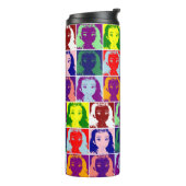 茶色い髪の女の子の黒いインクポップ・アートのの芸術 タンブラー (回転左)