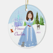 茶色い髪を持つ雪プリンセス セラミックオーナメント (左)