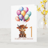 茶色おもしろいの白甘い牛 カード (黄色い花)