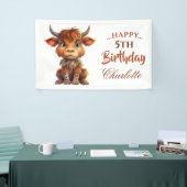 茶色おもしろいの白甘い牛 横断幕 (トレードショー)