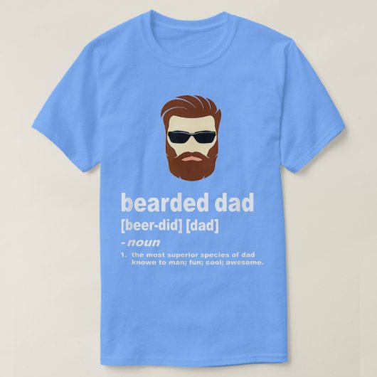 茶色おもしろいの髪または濃い髪のパパひげのあるパパ Tシャツ (デザイン正面)
