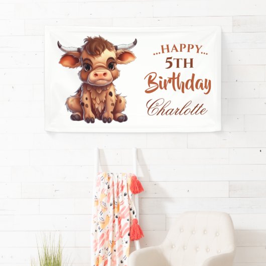 茶色おもしろい牛 横断幕 (インサイチュ)