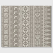 茶色およびクリームの公平な島のニットのセーター ラッピングペーパー (フラット)