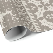 茶色およびクリームの公平な島のニットのセーター ラッピングペーパー (ロールコーナー)