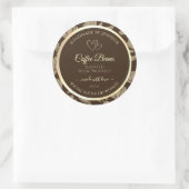 茶色および金ゴールドフローラ製品ラベル(ハート付き) ラウンドシール (バッグ)