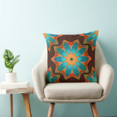 茶色からサーモン、およびシアンの葉 クッション (椅子)