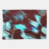 茶色からシアンのグラデーションで彫られた化石または金属 キッチンタオル (横)