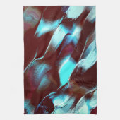 茶色からシアンのグラデーションで彫られた化石または金属 キッチンタオル (縦)