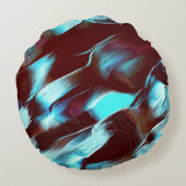 茶色からシアンのグラデーションで彫られた化石または金属 ラウンドクッション (裏面)