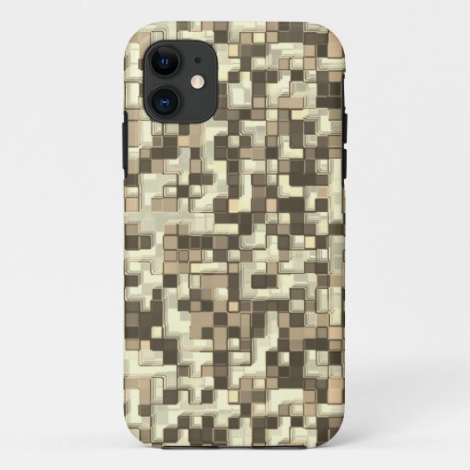 茶色からベージュのトーンで重なり合う小さな正方形 Case-Mate iPhoneケース (裏面)