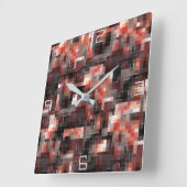 茶色からベージュの仮想タイルスタイル正方形モザイク スクエア壁時計 (傾斜)