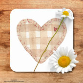 茶色かわいらしのハート形の素朴なモダンタータンチェック スクエアペーパーコースター