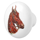 茶色かわいらしの馬馬のヴィンテージ セラミックノブ (右)