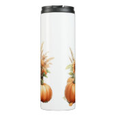 茶色かわいらしの髪と秋のカボチャを持つ女性 タンブラー (裏面)