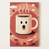 茶色がかったおもしろい可愛い漫画コーヒーカップ プランナー手帳 (裏面)